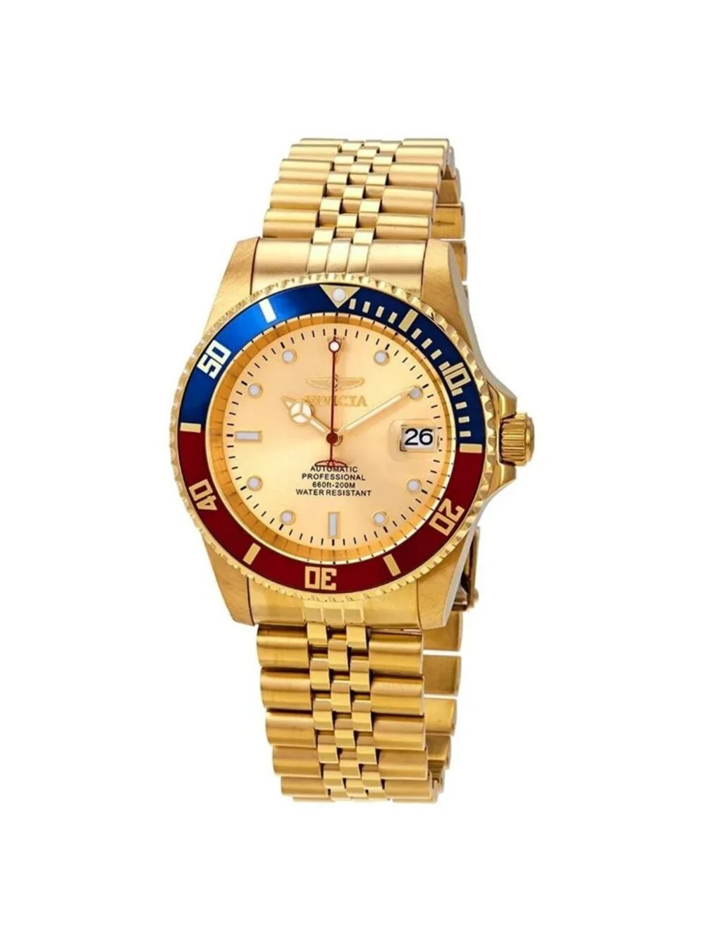 NWT Invicta Pro Diver Pepsi Bezel Automatic Gold Dial Men's Watch